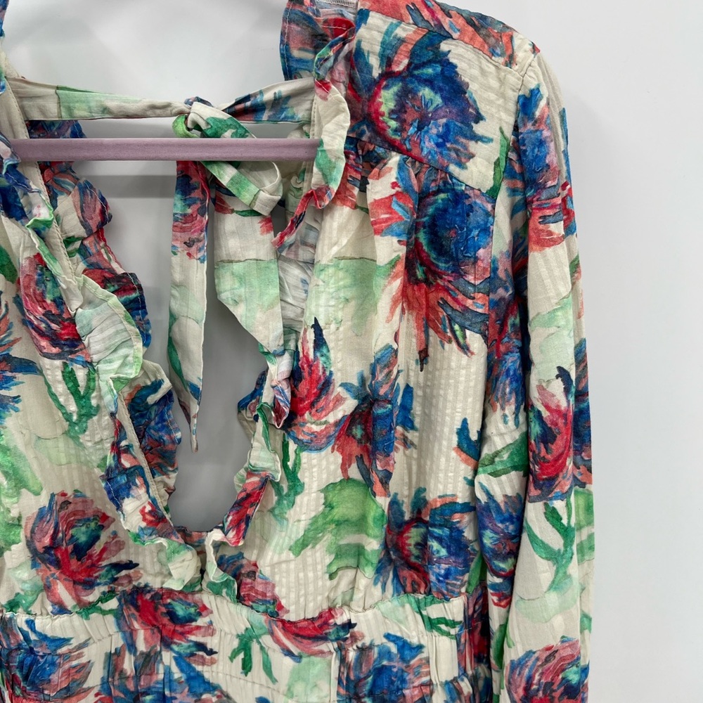 Anthropologie floral gathered crop top blouse - Picture 4 of 10